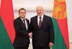 Belarus President Aleksandr Lukashenko and Ambassador Extraordinary and Plenipotentiary of Germany to Belarus Manfred Huterer